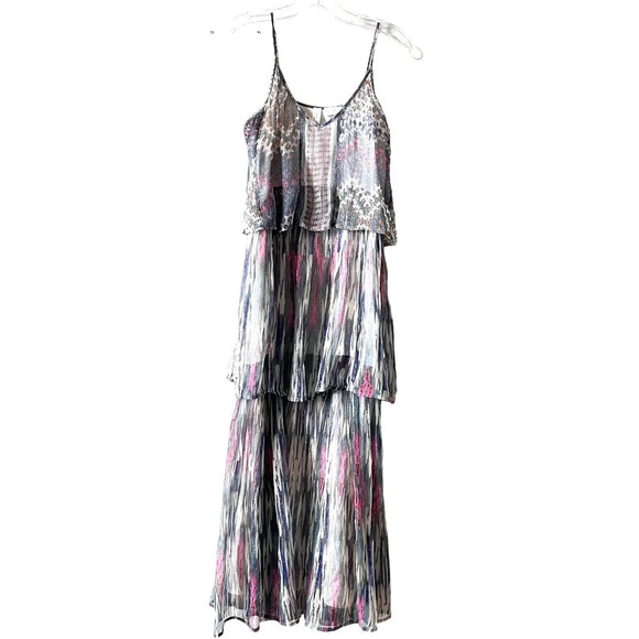 Anthropologie Josie Tiered Maxi Dress Metallic Size 0 Meadow Rue Retails… - Picture 5 of 10